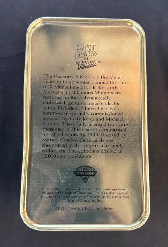 METALLIC IMPRESSIONS X-MEN COLLECTOR CARDS LIMITED EDITION TIN (Complete) 1996
