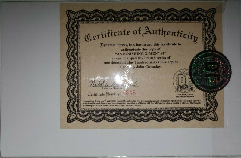 Astonishing X-Men #1 Dynamic Forces Signed Cassaday Marvel Comics Jul 2004 VFNM)