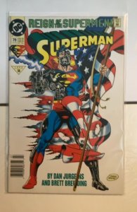 Superman #79 Newsstand Edition (1993) Cyborg Superman 