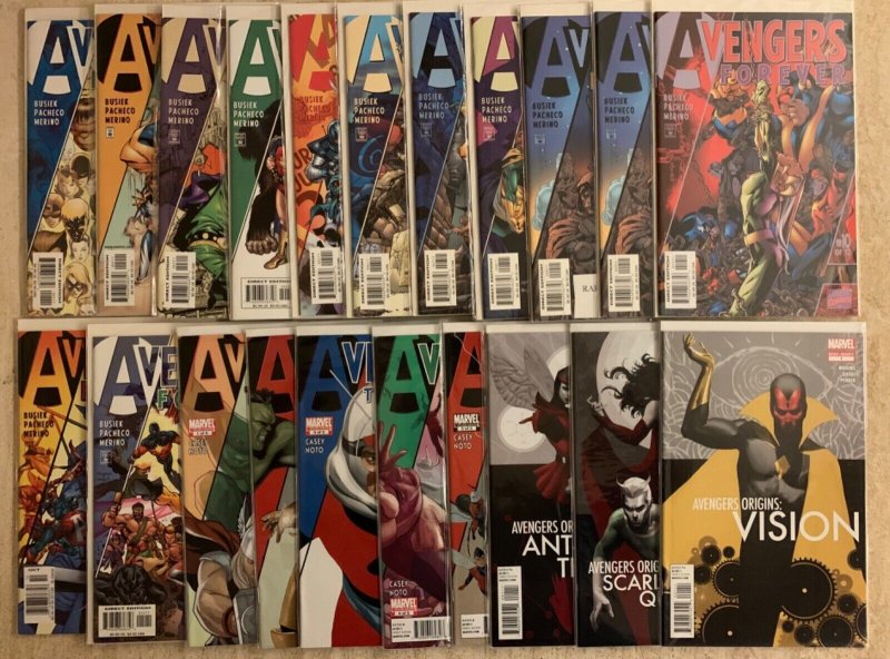 AVENGERS FOREVER 1-12, AVENGERS: THE ORIGIN 1-5 + 3 AVENGERS: ORIGINS ONE-SHOTS