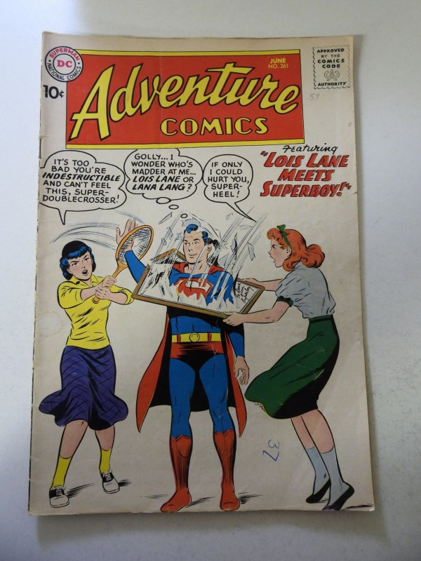 Adventure Comics #261 VG Cond centerfold detached at 1 staple, moisture stain fc