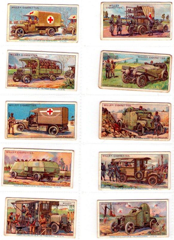 1915 Wills's Cigarettes - Military Motors Complete Set - (Grade VG+-EXMT) WH