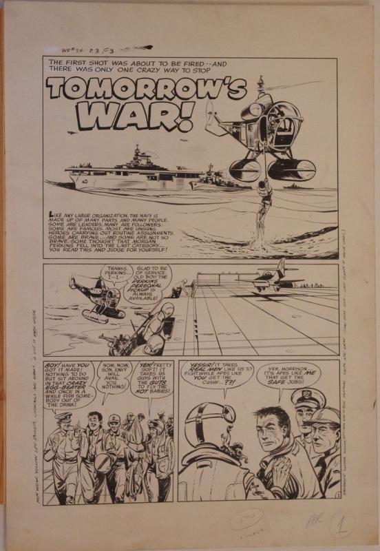 BOB POWELL original art, WARFRONT #34, pgs 1-5 + Intro, 1958, 6 pgs, Blue Angels