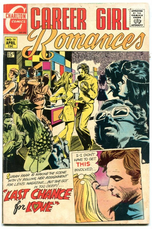 Career Girl Romances #56 1970- Hippie party cover- drug art? FN-