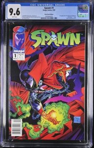 SPAWN #1 1992 IMAGE COMICS CGC 9.6 1ST APP AL SIMMONS NEWSSTAND WHITE PAGES