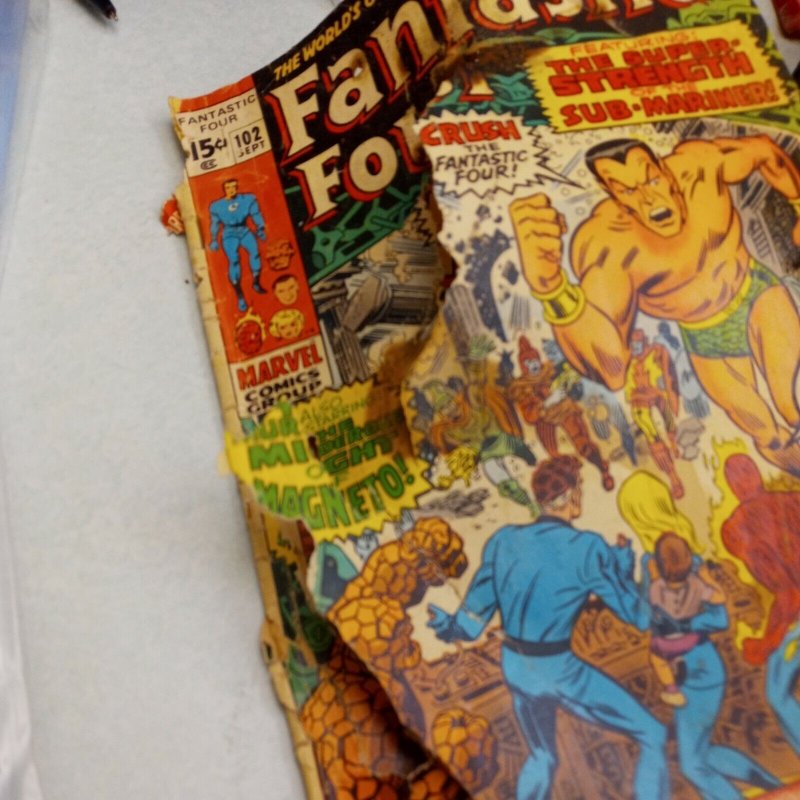 Fantastic Four #102 Last Jack Kirby Issue Marvel Comics 1970 sub-mariner magneto