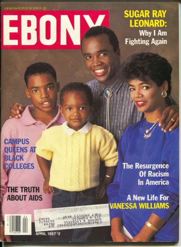 Ebony 8/1987-Sugar Ray Leonard-Racism Resurgence-Vanessa Williams-FN