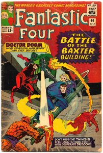 FANTASTIC FOUR #40 (July1965) 3.0GD/VG KIRBY! Dr. Doom! Daredevil! Byebye Thing!