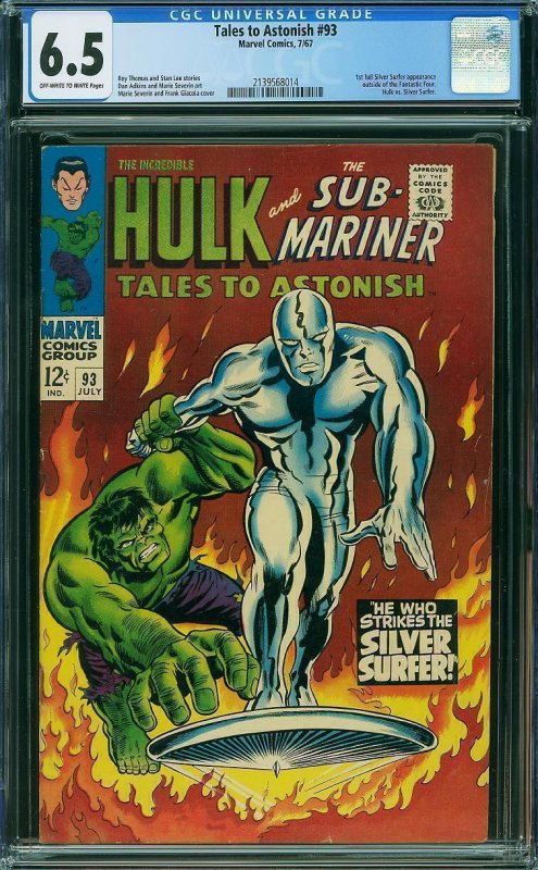 Tales to Astonish #93 (1967) CGC 6.5 Hulk Surfer Battle! / SBD-01