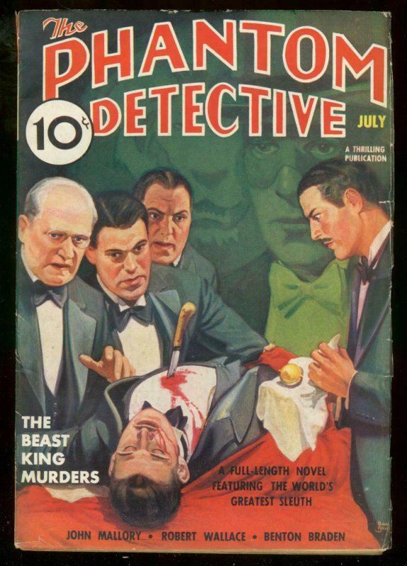 PHANTOM DETECTIVE JULY 1937-BEAST KING MURDERS BRUTAL FN