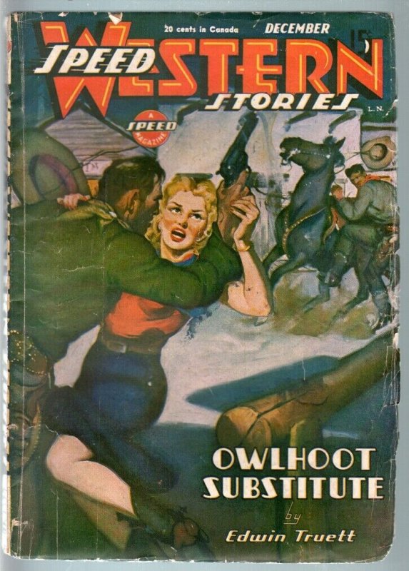 SPEED WESTERN STORIES 1945 DEC-GREAT SPICY PULP! G