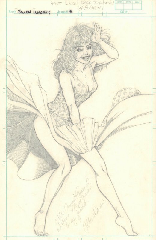 Fallen Angels #3 p.1 Unpublished - Pencil Babe - Signed art by Colleen Doran