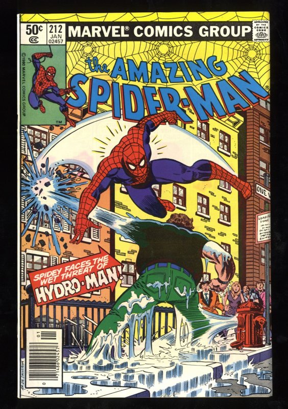 Amazing Spider-Man #212 NM- 9.2 Newsstand Variant 1st Appearance Hydro-Man!