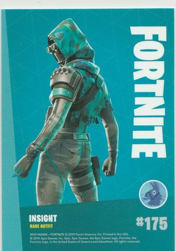 Fortnite Insight 175 Rare Outfit Panini 2019 trading card series 1