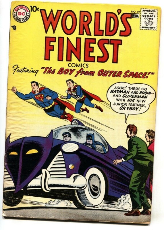 WORLD'S FINEST #92 comic book 1958-SUPERMAN-BATMAN-dc silver-age 