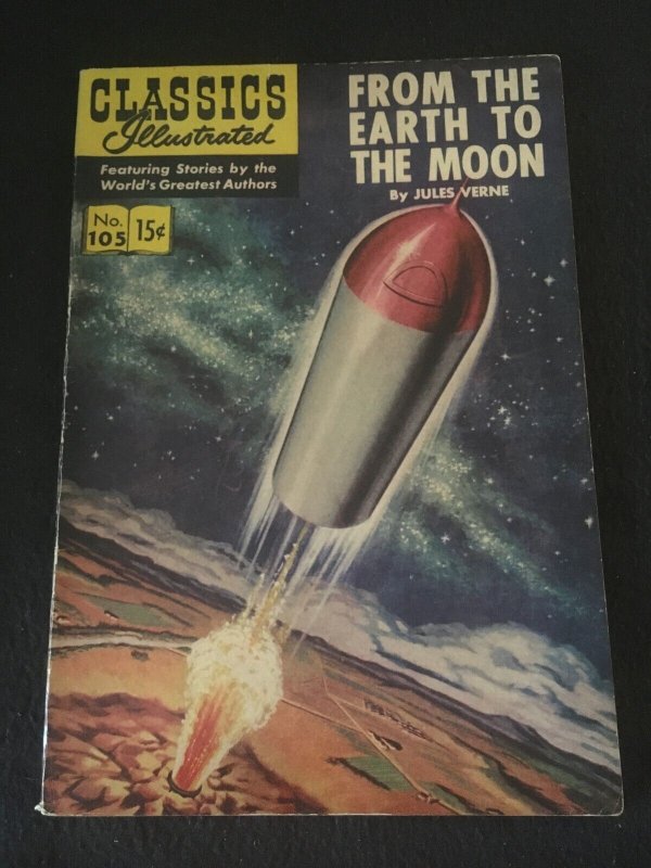 CLASSICS ILLUSTRATED #105: FROM THE EARTH TO THE MOON HRN 141 VG+ Condition