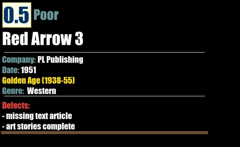 Red Arrow 3 (1951) PR Golden Age  Western PL Publishing comic