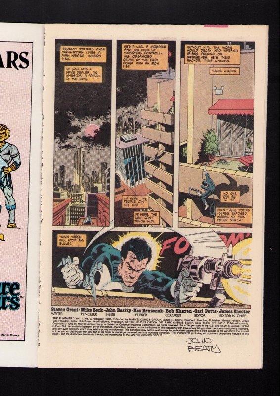 Punisher #2 - INTERIOR PAGE SIGNED BY JOHN BEATTY! (7.0) 1986