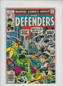 THE DEFENDERS #49 1977 MARVEL, EARLY MOON KNIGHT, MED+,- CONDITION, NEWSSTAND