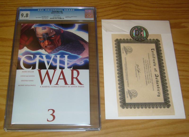 Civil War #3 CGC 9.8 mark millar - 1st ragnarok - w/dynamic forces COA avengers