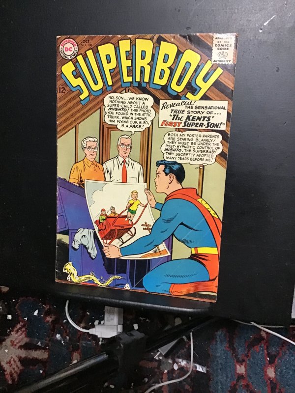 Superboy #108 (1963) mid grade Green Kryptonite! Kent’s 1st Super Son! FN Wow!