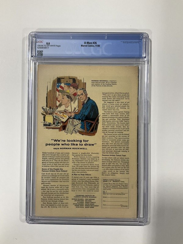 X-Men 26 CGC 8.0 Cream To Off White Pages 1966 Marvel