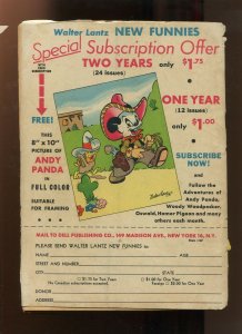 WALTER LANTZ NEW FUNNIES VOL 1 #134 (1.8) RAIN RAIN GO AWAY!