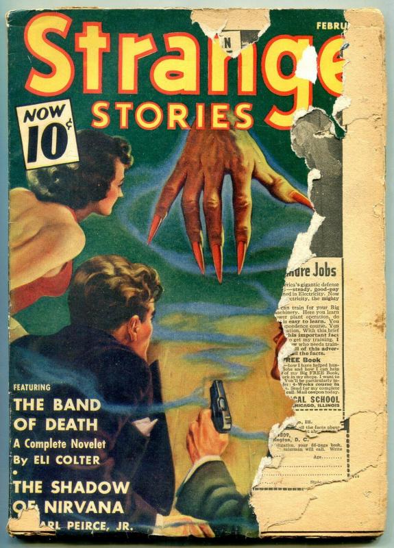 Strange Stories Pulp February 1941- Band of Death- Shadow of Nirvana F/G