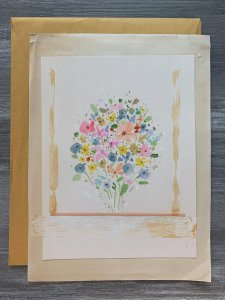 ON YOUR ENGAGEMENT Colorful Flowers 8x11 Greeting Card Art EN1325 w/ 1 Card