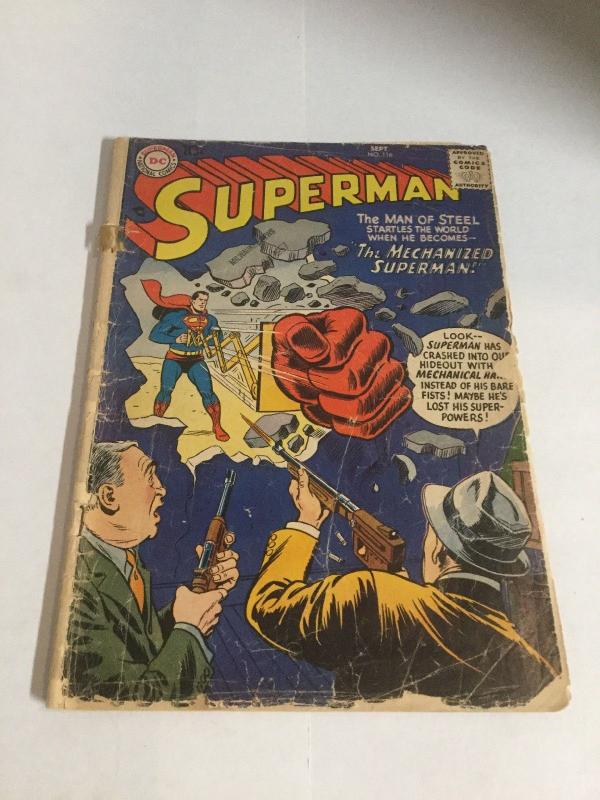 Superman 116 Gd- Good- 1.8 Top Staple Detached DC Comics Silver Age