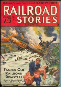 Railroad Stories 10/1934-Munsey-railroad disasters-pulp adventure & thrills-FN 