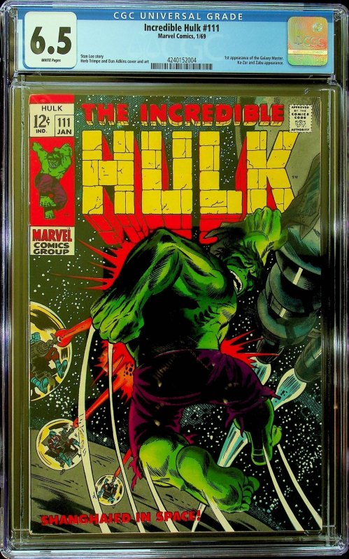 Incredible Hulk #111 (1969) - CGC 6.5 - Cert#4240152004