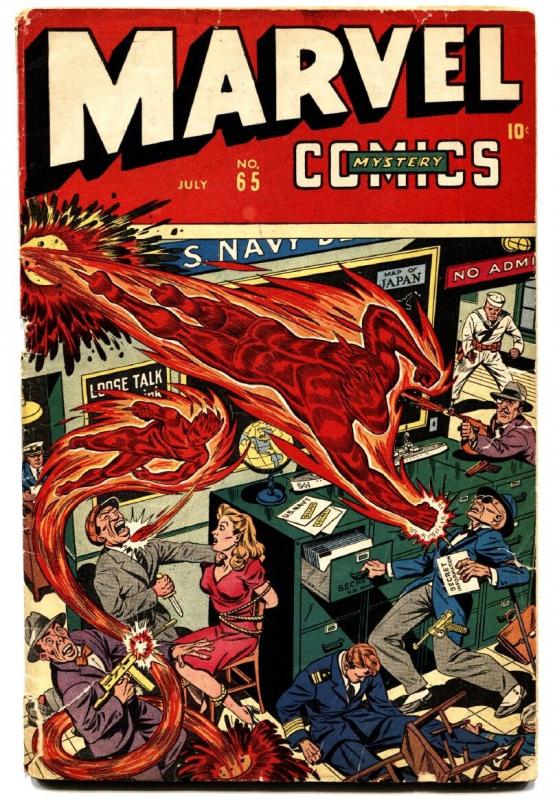 Marvel Mystery Comics #65 1945 WWII bondage cover by Alex Schomburg-Timely