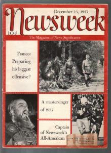 Newsweek 11/13/1937-France Spain-Gertrude Stein-Mickey Mouse-VG