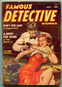 Famous Detective Stories Pulp August 1955- Sense for Crime VG