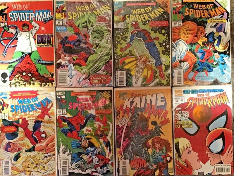 WEB OF SPIDER-MAN MARVEL 8 BOOK LOT #5,69,104-107,124,125 NM CONDITION 