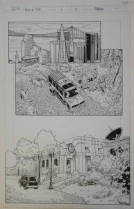 ARTHUR ADAMS / SANDRA HOPE original art,GEN13 MONKEYMAN #1 pg 3, 11x 17,1998, SF