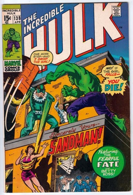 Incredible Hulk #138 strict VF/NM 9.0 High-Grade    Appearance - The Sandman
