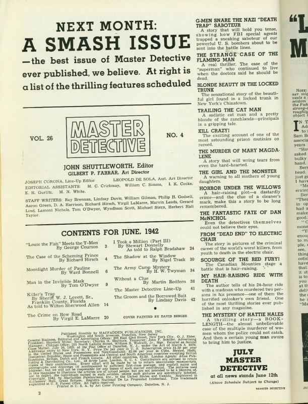 Master Detective Magazine June 1942- Moonlight Murder- Pulp Crime VG