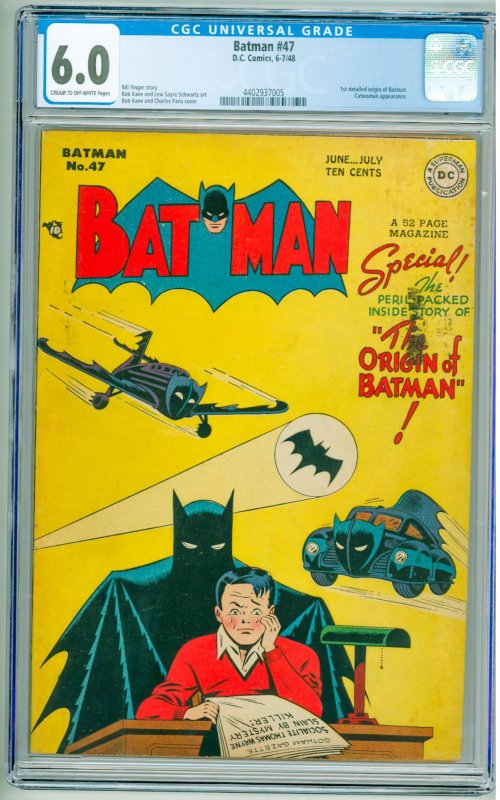 Batman #47 (1948) CGC 6.0! 1st detailed origin of Batman!