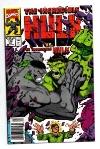 Incredible Hulk #376 newsstand - Grey Hulk vs Green Hulk - 1990 - VF