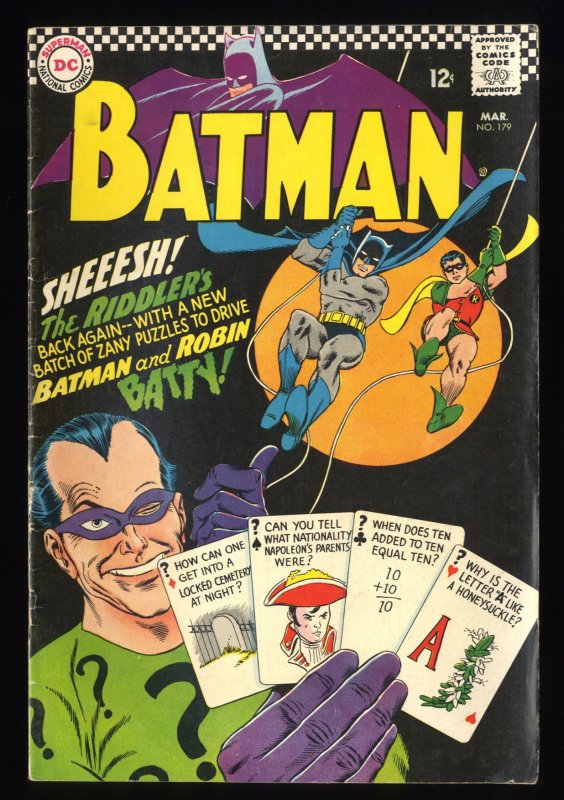 Batman #179 VG/FN 5.0 2nd Appearance Silver Age Riddler!