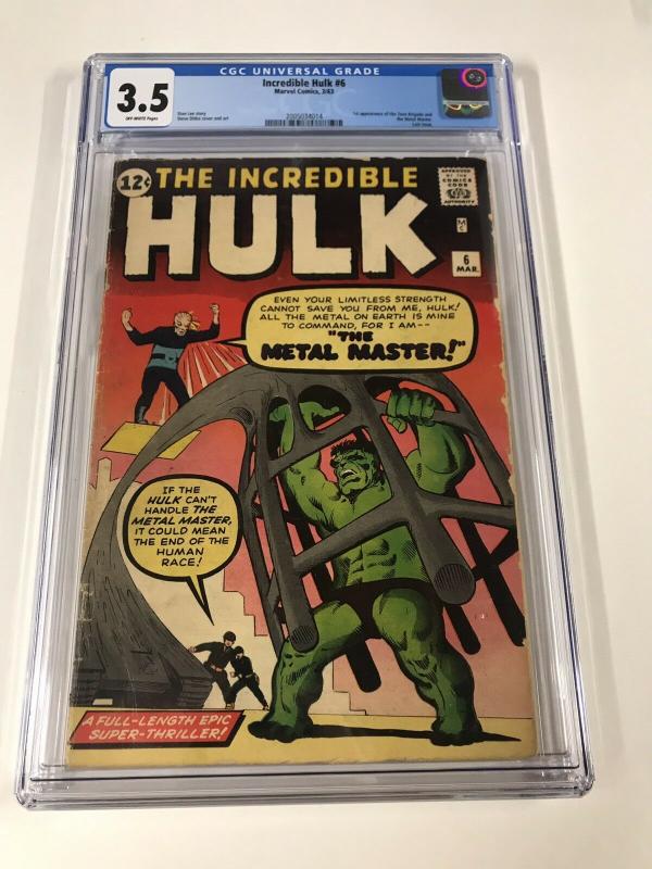 Incredible Hulk 6 Cgc 3.5 Ow Pages Marvel Silver Age Last Issue