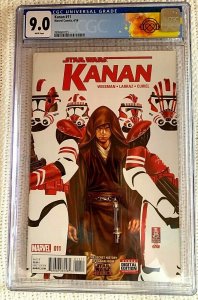 ?~MARVEL~STAR WARS~2016~KANAN THE LAST PADAWAN #11~CGC 9.0~MARK BROOKS~HOT~?