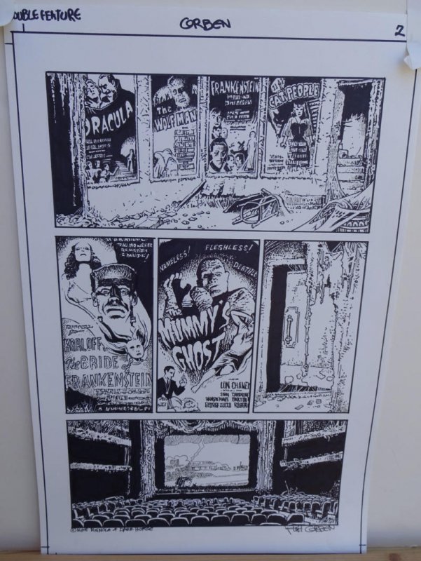 RICHARD CORBEN original art, HELLBOY DOUBLE FEATURE pg 2, Signed, 11x17, Mignola