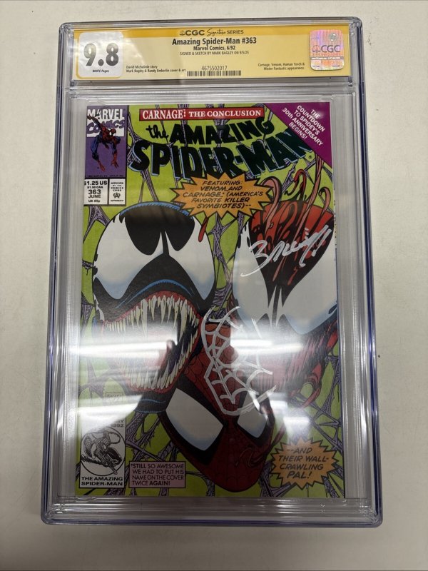 Amazing Spider-Man (1992) # 363 (CGC 9.8 SS) Signed & Remark Mark Bagley