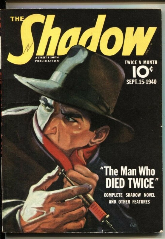 SHADOW PULP SEPT 15 1940--THE MAN WHO DIED TWICE--HYPODERMIC NEEDLE COVER by ...