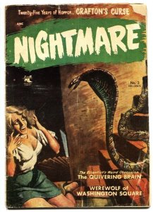 Nightmare #3 Headlight cover-Snake menace-Pre-code horror