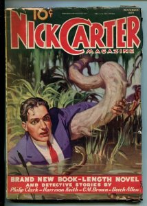 NICK CARTER-NOV 1935-DET PULP FICTION-TRAIL OF THE SCORPION-CHICK -good minus