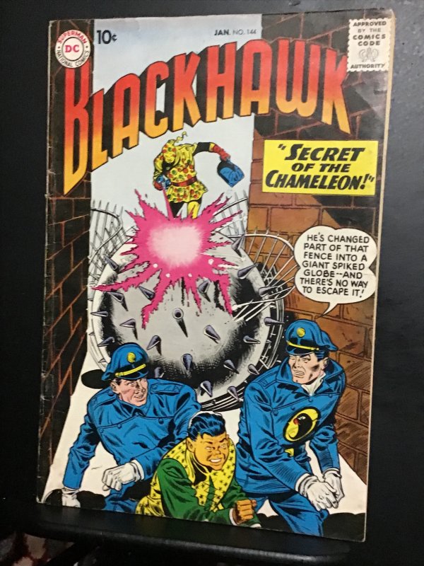 Blackhawk #144 (1960) mid-high-grade first chameleon key! FN/VF Wow!